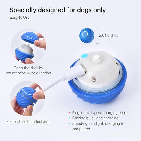 لعبة الكلاب التفاعلية الذكية من بيتجرافيتي، كرة نطاطة بإضاءة LED، كرة دوارة نشطة للكلاب/الجرو/الكلاب الصغيرة/المتوسطة والقطط قابلة لإعادة الشحن عبر USB مع غطاء بديل (مجموعة برتقالية) in Kuwait