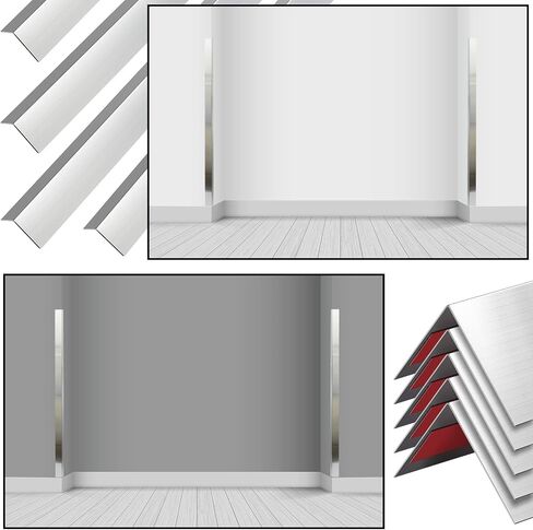 Therwen 10 Pcs 304 Stainless Steel Wall Corner Guards 0.5 x 0.5 x 36 Inch Self Adhesive Heavy Duty Corner Protector Trim with 90 Degree Angle for Wall Protection Metal Edge Guard in Saudi Arabia