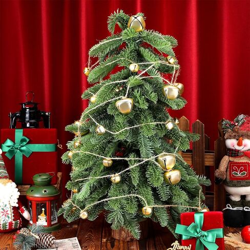 Hiboom 26.25 ft Christmas Jingle Bell Hanging String Vintage Jingle Bell Garland Gold Finish Bells Garland for Christmas Tree Hanging Ornaments Bells String for Home Office Wall Door Decorations in Saudi Arabia