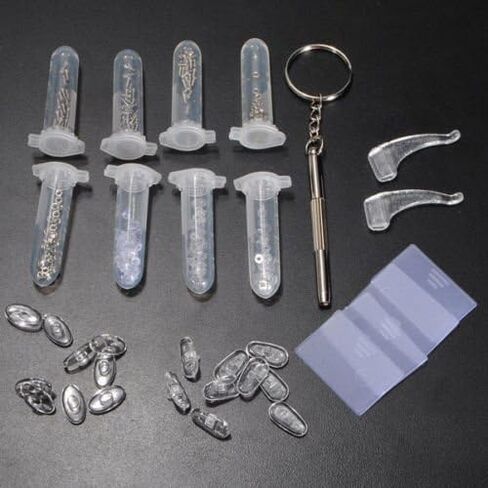 Eyeglass Sun Glasses Screw Nut Nose Pad Optical Repair Tool Assorted Kit Eyeglass Tiny Screws Kit and Nose Pads in Kuwait