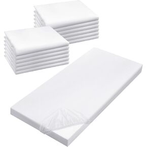 VitalCozy 12 Pcs Nap Mat Sheets Bulk 24x48 Inch Daycare Cot Sheets Preschool Nap Mat Sheet Soft Day Care Rest Mat Sheet for Kids Baby Crib Sheet Breathable for Boys Girls(White)