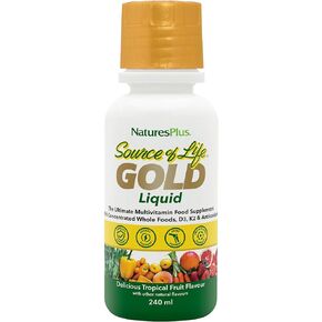 سائل الفيتامينات الذهبية مصدر الحياة من NaturesPlus - 30 أونصة - مع فيتامينات D3 وB12 وK2 - دعم الدم والعظام والمناعة - نباتي وخالي من الغلوتين - 30 وجبة in Kuwait
