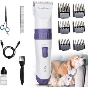 Roses&Poetry Dog Clippers,Pet Hair Trimmer,Cordless Dog Cat Pet Grooming Clipper & Dog Hair Trimmer Tools,Rechargeable Low Noise & Suitable for Dogs,Cats and Other Pets Grooming kit in Kuwait