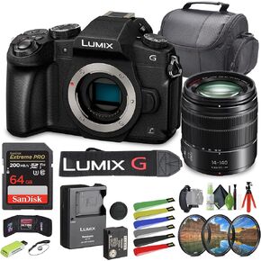 كاميرا باناسونيك لوميكس DMC-G85 الرقمية ذات الأربعة أثلاث بدون مرآة مع Lumix G Vario 14-140 مم f/3.5-5.6 II Power O.I.S. عدسة مثالية لكاميرا الفيديو والتصوير الفوتوغرافي لمدونات الفيديو على اليوتيوب (حزمة مكونة من 12 قطعة) in Saudi Arabia