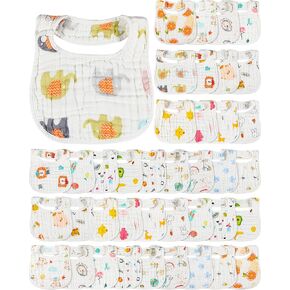 40 Pcs Muslin Baby Bibs Bandana for Boys Girls Newborn Infant Cotton Adjustable Baby Drool Bibs Unisex Absorbent Soft Waterproof Toddler Bibs for Baby Feeding, Teething and Drooling in Saudi Arabia
