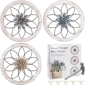 Horse 3pcs Ultra-thick Rustic Wall Decor, Wooden Frame Iron Flower Farmhouse Hanging Decoration for Outdoor,Bedroom, Living Room, Bathroom, Kitchen,Indoor in Kuwait
