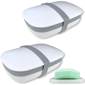 Kiasona 2Pack Travel Soap Box,soap Bar Holder Dish Container Case with Sponge Saver&Silicone Band,Strong Sealing,Leak Proof,Portable,Best for Bathroom,Gym,School,Camping,Hiking,Vacation(Pack of 2) in Saudi Arabia