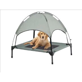 Outdoor Dog Bed, Dog Bed with Removable Canopy,Portable Dog Deds for Large Dogs and Cats,Oxford Fabric Outdoor Cooling Dog Cot Cat Bed Pet Tent for Camping (28", Grey) in Saudi Arabia