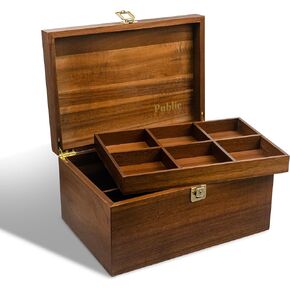 Public House Locking Wooden Keepsake Box, Customizable Design With Adjustable Tray and Divider. Wood Box, Wooden Storage Box, Large Wooden Box with Hinged Lid, Wedding Keepsake Box, Wood Storage Box