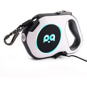 Retractable Dog Leash with Light: Rechargeable LED Flashlight 16 ft Heavy Duty Nylon Tape for Small Medium Large Dogs up to 88Ibs Walking Training Running(White) in Kuwait