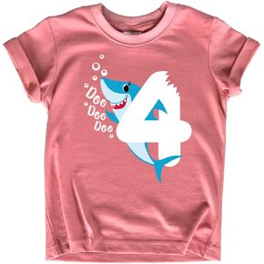 قميص عيد الميلاد الرابع للفتيات Baby Shark الرابع من عمر 4 سنوات للأطفال الصغار Shark Doo
