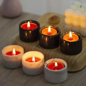 حامل شموع أضواء الشاي، شموع تيلايت، حوامل شموع مستدقة - حوامل رخامية لأضواء الشاي الأسود - ديكور حامل عصي الشموع - مجموعة حاملات الشموع المكونة من 6 (3 أسود + 3 أبيض) in Kuwait