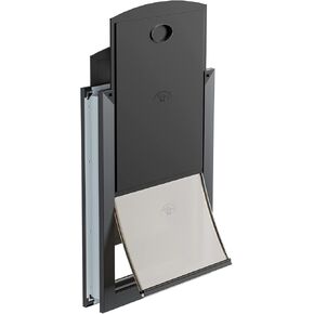 باب كلب مقاوم للطقس من ديكورماكس، باب كبير للكلاب موفر للطاقة مع إطار من الألومنيوم، نفق تلسكوبي، غطاء مغناطيسي ولوحتي قفل منزلقتين، سهل التركيب، رمادي، كبير in Kuwait