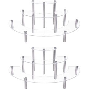 Jusalpha 3-Tier Acrylic Semicircle Round Cupcake Dessert Stand-Dessert Stand, Display self for Amiibo Funko POP figures, Retail showcase(Clear, 1 Set)