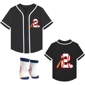 NICNZQI Kids Baseball Jersey 2nd Birthday Shirt Boys Second Birthday Outfit 3 Year Old Baby Jersey T-Shirt Numbers Ages 2-4