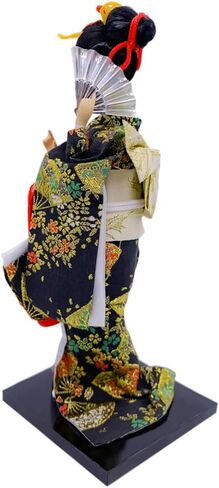 ايرلي ريد دمية كيمونو جيشا يابانية مقاس 12 انش، دمية كيمونو اسيوية مقاس 30 سم، تمثال تمثال شعبي تقليدي قابل للتجميع، هدية ديكور باللون الاسود والاحمر in Kuwait