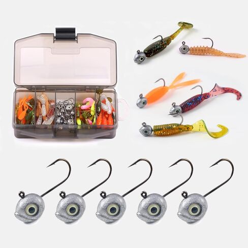 Crappie Baits and Lures with Assorted Glow Eye Jig Heads Kit of 1/32 1/16 1/6oz in Kuwait