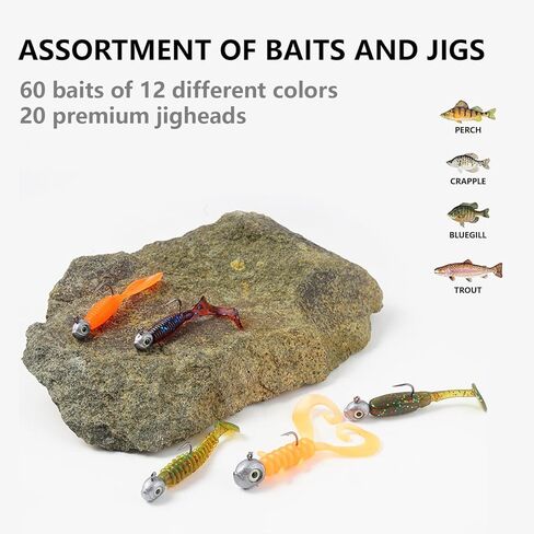 Crappie Baits and Lures with Assorted Glow Eye Jig Heads Kit of 1/32 1/16 1/6oz in Kuwait