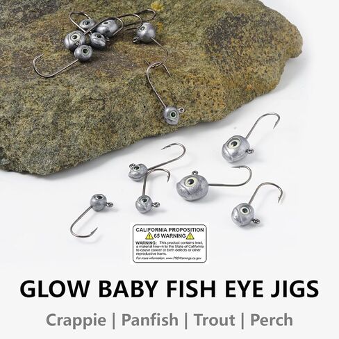 Crappie Baits and Lures with Assorted Glow Eye Jig Heads Kit of 1/32 1/16 1/6oz in Kuwait