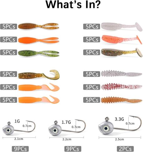 Crappie Baits and Lures with Assorted Glow Eye Jig Heads Kit of 1/32 1/16 1/6oz in Kuwait