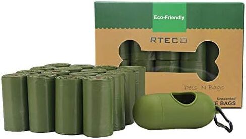 RTECO Biodegradable Doggy Poop Bags, Extra Thick Dog Poop Bags with Dispenser and Leash Clip, Scented Waste Bags for Puppy Outdoor Walking and Traveling,240 Counts in Saudi Arabia