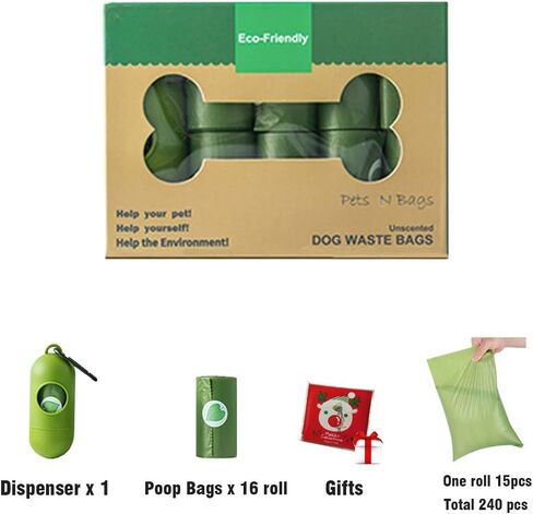 RTECO Biodegradable Doggy Poop Bags, Extra Thick Dog Poop Bags with Dispenser and Leash Clip, Scented Waste Bags for Puppy Outdoor Walking and Traveling,240 Counts in Saudi Arabia