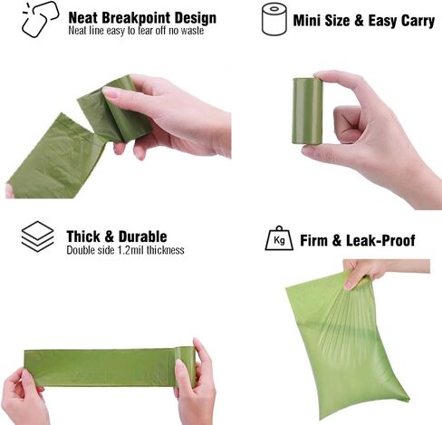 RTECO Biodegradable Doggy Poop Bags, Extra Thick Dog Poop Bags with Dispenser and Leash Clip, Scented Waste Bags for Puppy Outdoor Walking and Traveling,240 Counts in Saudi Arabia