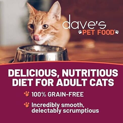 طعام القطط الرطب الخالي من الحبوب من Dave's Pet Food (معجون صلصة الدجاج ولحم الضأن)، طعام القطط المعلب الصحي بشكل طبيعي، الفيتامينات والمعادن المضافة، القمح والخالي من الغلوتين، علب 5.5 أونصة (علبة تحتوي على 24) in Kuwait