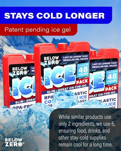 عبوات ثلج قابلة لإعادة الاستخدام تحت الصفر للمبردات الكبيرة وحقائب الغداء - في انتظار براءة اختراع التكنولوجيا الأكثر برودة والأطول أمدًا، عبوة جل ثلج تبريد لمدة 48 ساعة - مختومة من المصنع - كبيرة وصغيرة in Kuwait