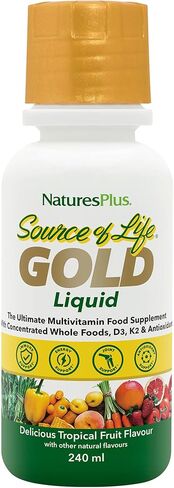 سائل الفيتامينات الذهبية مصدر الحياة من NaturesPlus - 30 أونصة - مع فيتامينات D3 وB12 وK2 - دعم الدم والعظام والمناعة - نباتي وخالي من الغلوتين - 30 وجبة in Kuwait