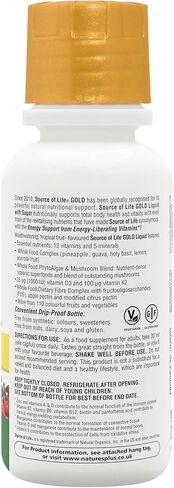 سائل الفيتامينات الذهبية مصدر الحياة من NaturesPlus - 30 أونصة - مع فيتامينات D3 وB12 وK2 - دعم الدم والعظام والمناعة - نباتي وخالي من الغلوتين - 30 وجبة in Kuwait