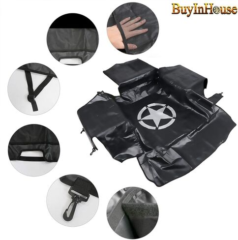 buyinhouse غطاء مقعد السيارة للحيوانات الأليفة لسيارة جيب رانجلر JK JL 2007-2020، مانع للانزلاق بدون حاجز للحيوانات الأليفة عالمي، 4 أبواب 600D أكسفورد يغطي الملحقات in Kuwait