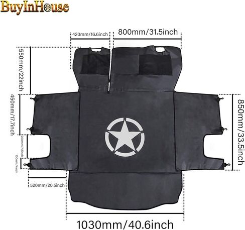 buyinhouse غطاء مقعد السيارة للحيوانات الأليفة لسيارة جيب رانجلر JK JL 2007-2020، مانع للانزلاق بدون حاجز للحيوانات الأليفة عالمي، 4 أبواب 600D أكسفورد يغطي الملحقات in Kuwait