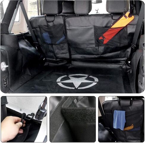 buyinhouse غطاء مقعد السيارة للحيوانات الأليفة لسيارة جيب رانجلر JK JL 2007-2020، مانع للانزلاق بدون حاجز للحيوانات الأليفة عالمي، 4 أبواب 600D أكسفورد يغطي الملحقات in Kuwait