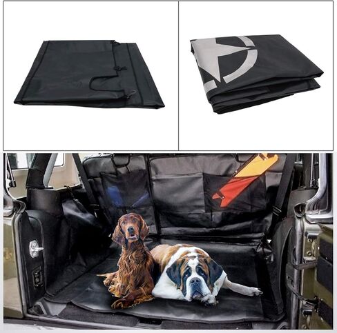 buyinhouse غطاء مقعد السيارة للحيوانات الأليفة لسيارة جيب رانجلر JK JL 2007-2020، مانع للانزلاق بدون حاجز للحيوانات الأليفة عالمي، 4 أبواب 600D أكسفورد يغطي الملحقات in Kuwait