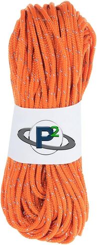 1.8 MM Fluorescent Reflective Guyline Tent Rope (Neon Orange) - 95 Paracord for Camping - 65 Feet (20 Meters) Length in Kuwait