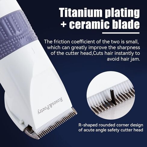 Roses&Poetry Dog Clippers,Pet Hair Trimmer,Cordless Dog Cat Pet Grooming Clipper & Dog Hair Trimmer Tools,Rechargeable Low Noise & Suitable for Dogs,Cats and Other Pets Grooming kit in Kuwait