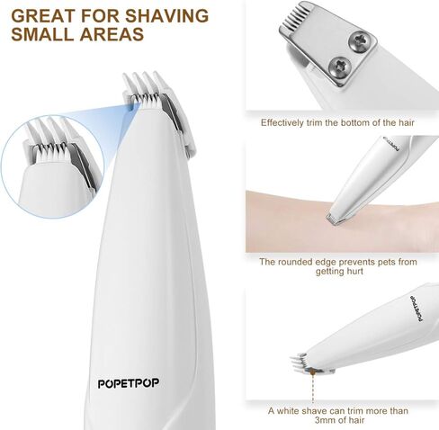 ماكينة قص شعر الكلاب من بوبيت بوب - ماكينة تشذيب شعر الحيوانات الأليفة الكهربائية اللاسلكية منخفضة الضوضاء، مجموعة أدوات قص شعر الكلاب بسرعتين قابلة لإعادة الشحن عبر USB للكلاب الصغيرة والقطط حول الوجه والأقدام والعينين والأذنين والردف in Kuwait