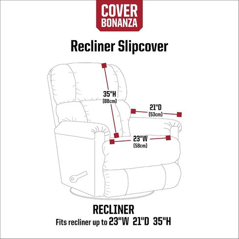 Cover Bonanza Indoor Recliner Slipcover, 23 x 21 x 35 Inch, Black/Charcoal in Saudi Arabia