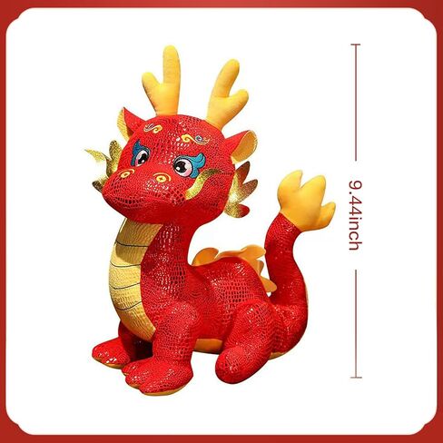 Acewen 1 قطعة التنين التميمة 2024 التنين الصيني السنة الجديدة تمثال زخرفة أفخم للمنزل مكتب متجر مطعم الطاولة الديكورات زودياك نعمة هدية تذكارية، 24 سم / 9.4 بوصة in Kuwait