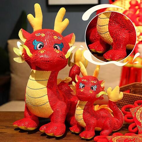 Acewen 1 قطعة التنين التميمة 2024 التنين الصيني السنة الجديدة تمثال زخرفة أفخم للمنزل مكتب متجر مطعم الطاولة الديكورات زودياك نعمة هدية تذكارية، 24 سم / 9.4 بوصة in Kuwait