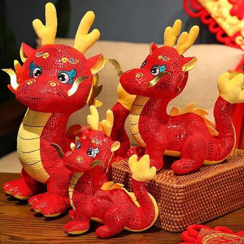 Acewen 1 قطعة التنين التميمة 2024 التنين الصيني السنة الجديدة تمثال زخرفة أفخم للمنزل مكتب متجر مطعم الطاولة الديكورات زودياك نعمة هدية تذكارية، 24 سم / 9.4 بوصة in Kuwait