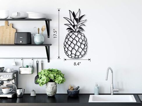 Apanda Metal Pineapple Wall Decor, Tropical Pineapple Art Wall Hanging Home Outdoor Decorations for Kitchen Bathroom Bedroom and Living Room (Black) in Saudi Arabia