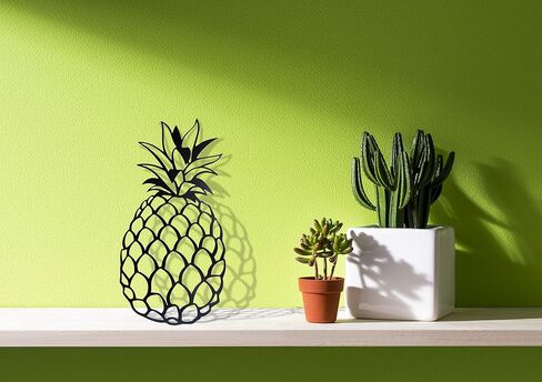 Apanda Metal Pineapple Wall Decor, Tropical Pineapple Art Wall Hanging Home Outdoor Decorations for Kitchen Bathroom Bedroom and Living Room (Black) in Saudi Arabia