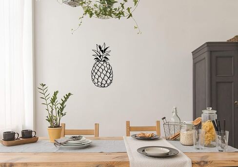 Apanda Metal Pineapple Wall Decor, Tropical Pineapple Art Wall Hanging Home Outdoor Decorations for Kitchen Bathroom Bedroom and Living Room (Black) in Saudi Arabia