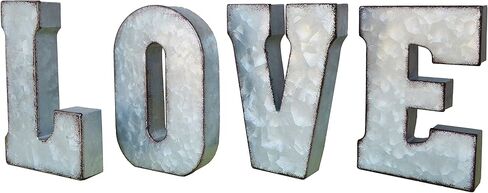علامة حائط معدنية مجلفنة من ShabbyDecor مقاس 17.78 سم، حرف LOVE مقاس 17.78 سم in Kuwait