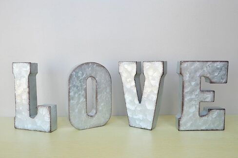 علامة حائط معدنية مجلفنة من ShabbyDecor مقاس 17.78 سم، حرف LOVE مقاس 17.78 سم in Kuwait