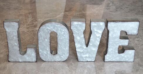 علامة حائط معدنية مجلفنة من ShabbyDecor مقاس 17.78 سم، حرف LOVE مقاس 17.78 سم in Kuwait