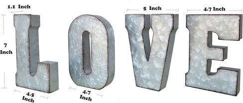 علامة حائط معدنية مجلفنة من ShabbyDecor مقاس 17.78 سم، حرف LOVE مقاس 17.78 سم in Kuwait
