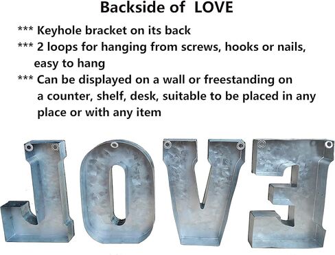 علامة حائط معدنية مجلفنة من ShabbyDecor مقاس 17.78 سم، حرف LOVE مقاس 17.78 سم in Kuwait